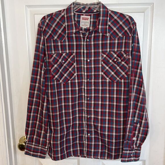 Levi’s men’s L western pearl snap shirt Rodeo cowboy Yellowstone - Picture 2 of 15